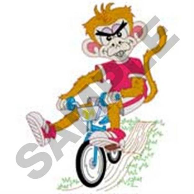 Picture of Monkey Dude on Bike Machine Embroidery Design