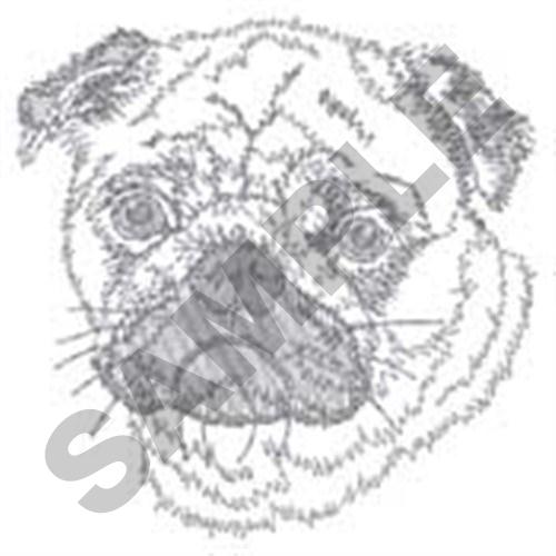 Pug Head Machine Embroidery Design