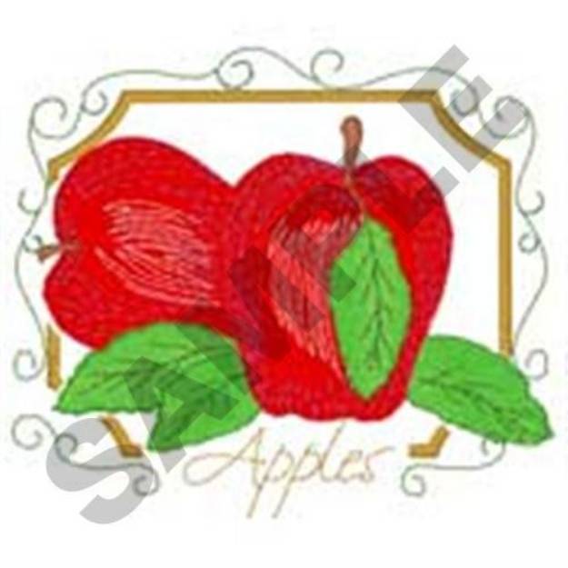 Picture of Scroll Framed Apples Machine Embroidery Design