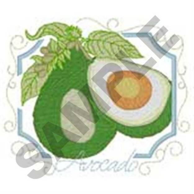 Picture of Scroll Framed Avocado Machine Embroidery Design