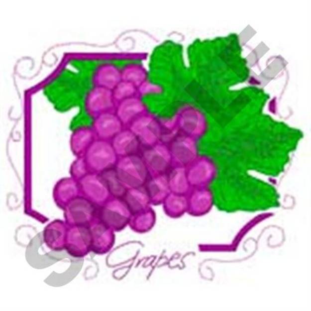 Picture of Scroll Framed Grapes Machine Embroidery Design