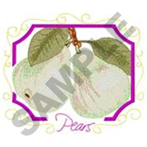 Scroll Framed Pears Machine Embroidery Design