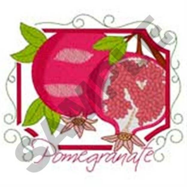 Picture of Framed Pomegranates Machine Embroidery Design