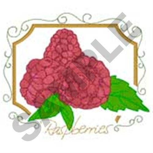 Framed Raspberries Machine Embroidery Design