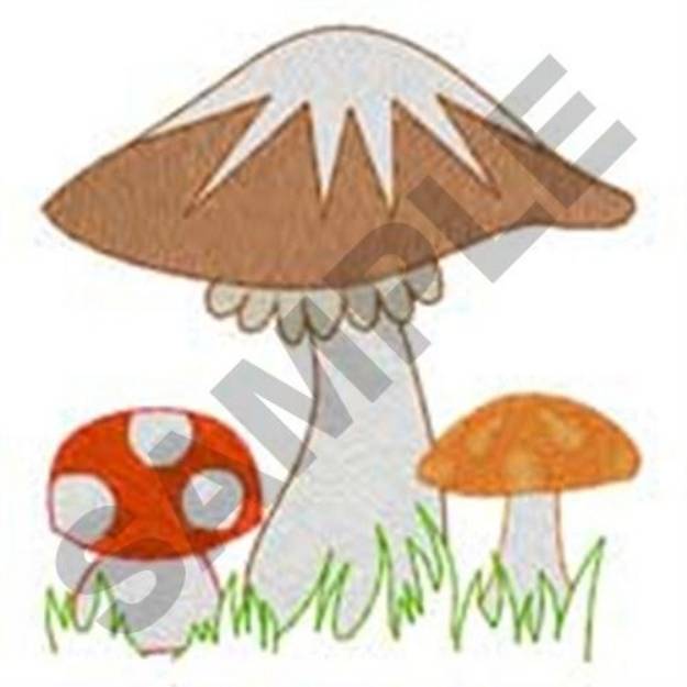 Picture of Mushroom Trio Machine Embroidery Design