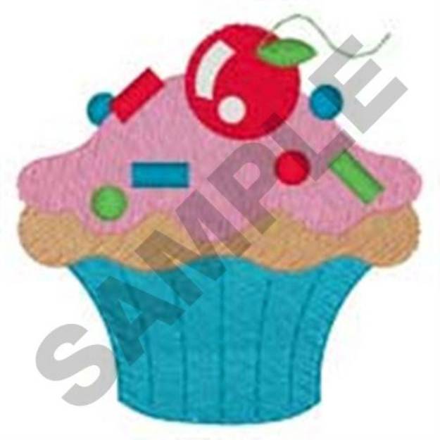 Picture of Cherry Topped Cupcake Machine Embroidery Design