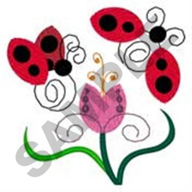 Picture of Ladybugs with Flower Machine Embroidery Design