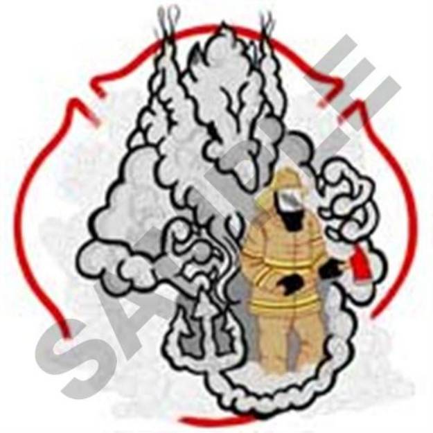 Picture of Smoke Circled Fireman Machine Embroidery Design