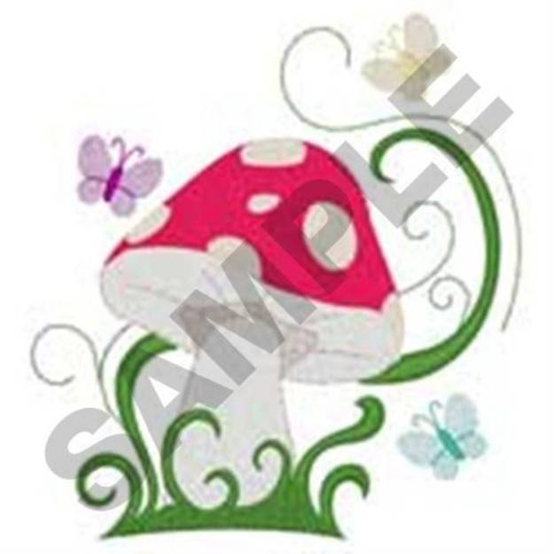 Picture of Mushroom & Swirls Machine Embroidery Design