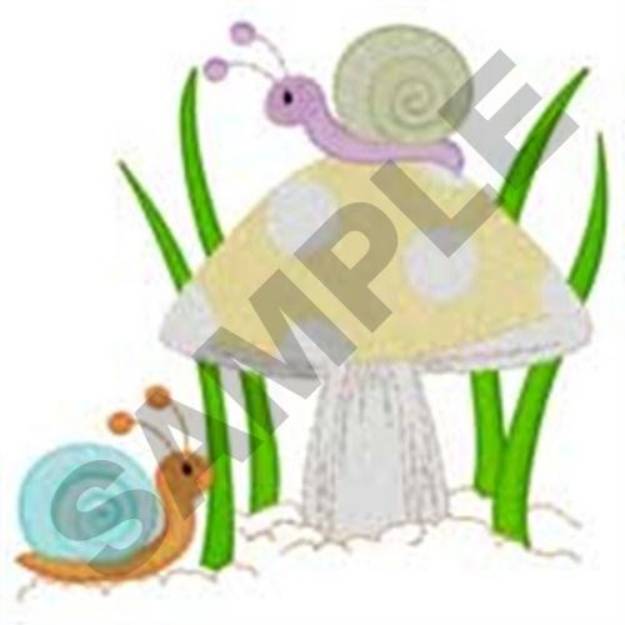 Picture of Mushroom & Snails Machine Embroidery Design