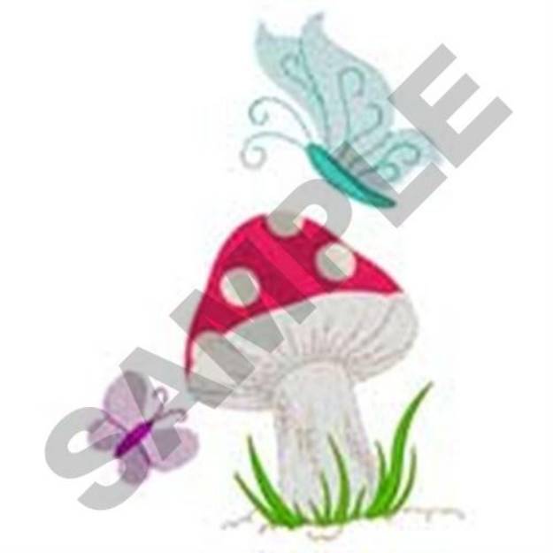 Picture of Mushroom & Butterflies Machine Embroidery Design