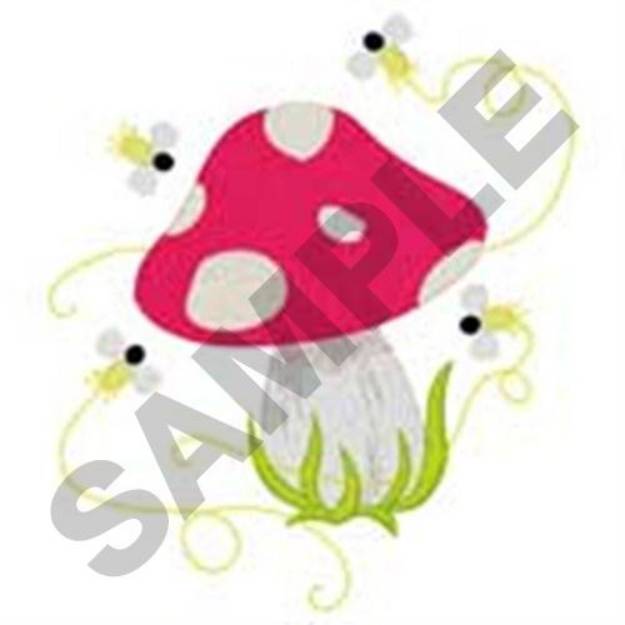 Picture of Mushroom And Fireflies Machine Embroidery Design
