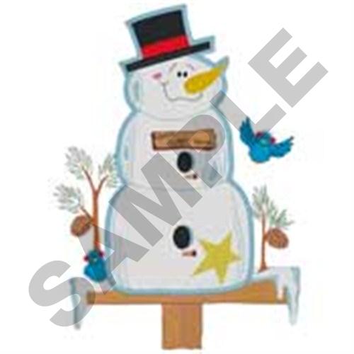 Snowman Birdhouse Machine Embroidery Design