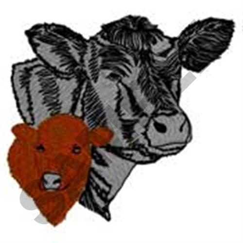 Angus Cow & Calf Machine Embroidery Design