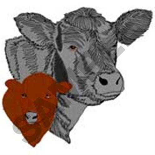 Angus Cow and Calf Machine Embroidery Design