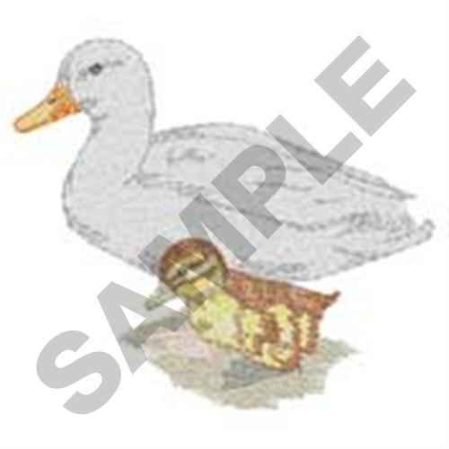 Duck and Duckling Machine Embroidery Design