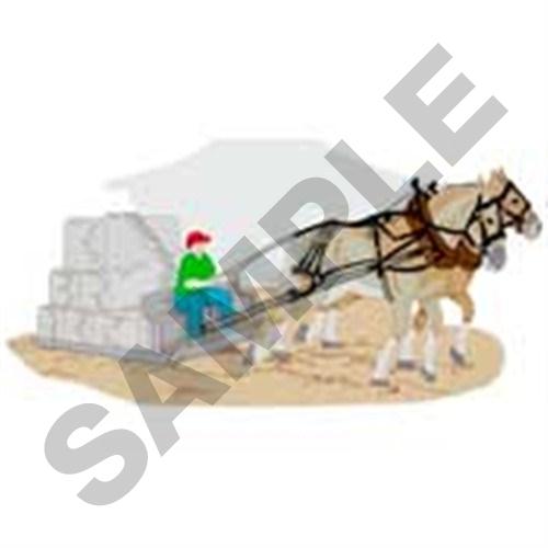 Horse Pulling Weights Machine Embroidery Design