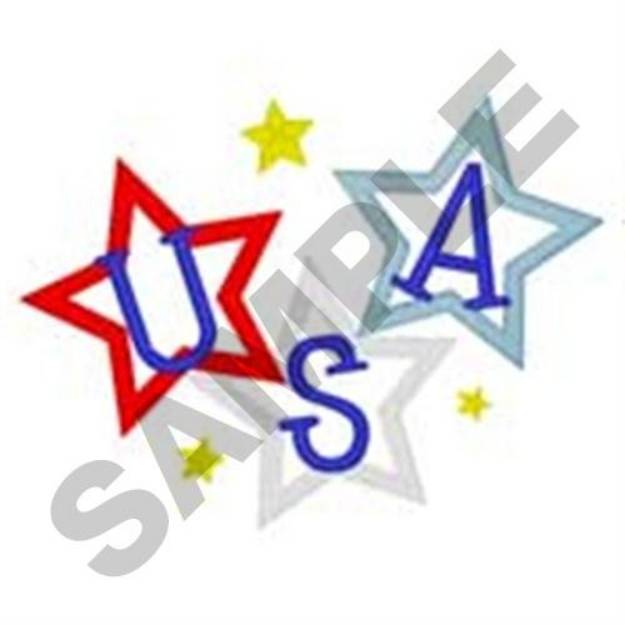 Picture of U S A Star Machine Embroidery Design