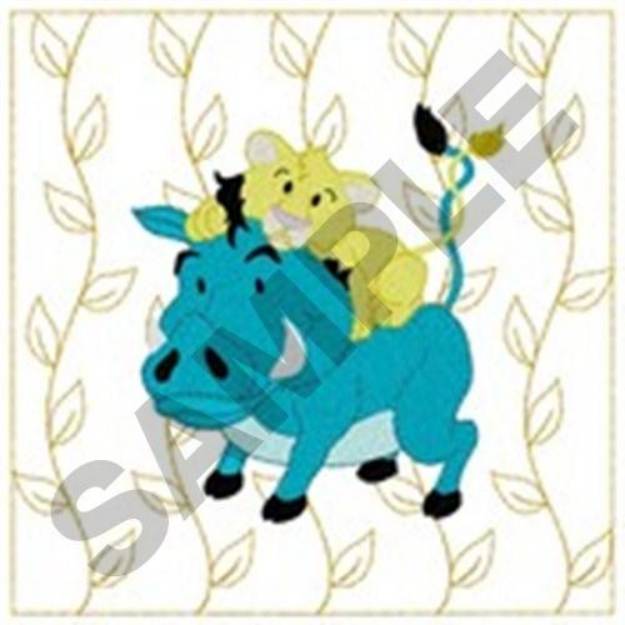 Picture of Lion Warthog Quilt Machine Embroidery Design