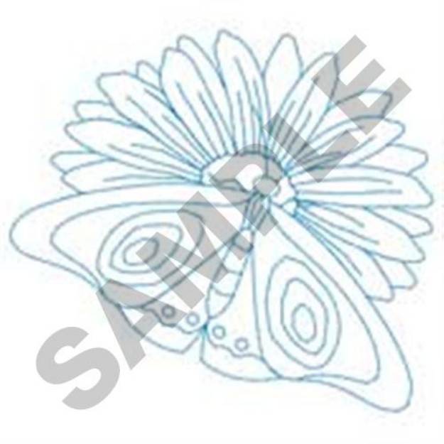 Picture of Butterfly On Daisy Machine Embroidery Design