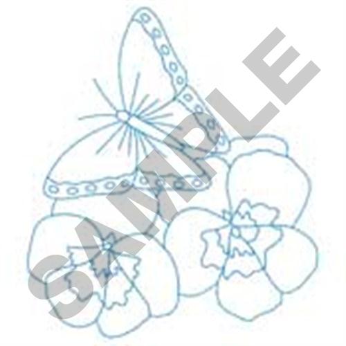 Butterfly On Pansies Machine Embroidery Design