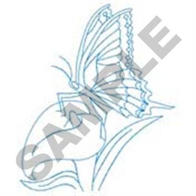 Picture of Butterfly On Calla Lily Machine Embroidery Design