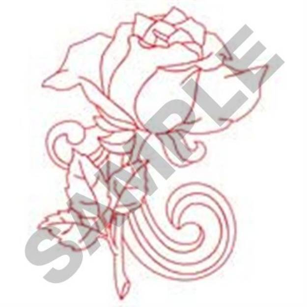 Picture of Rose with Scrolls Machine Embroidery Design