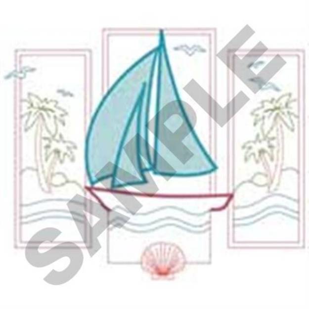 Picture of Sailboat Scene Machine Embroidery Design