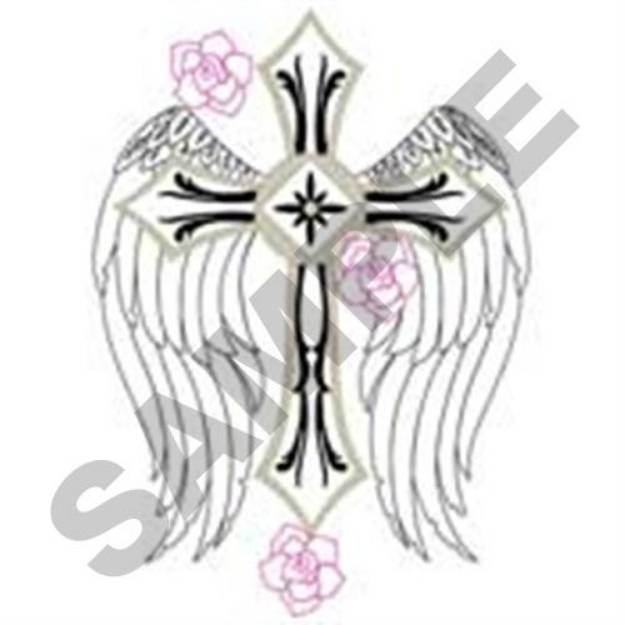 Picture of Cross With Wings Machine Embroidery Design