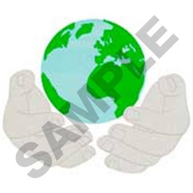 Picture of Hands Globe Machine Embroidery Design