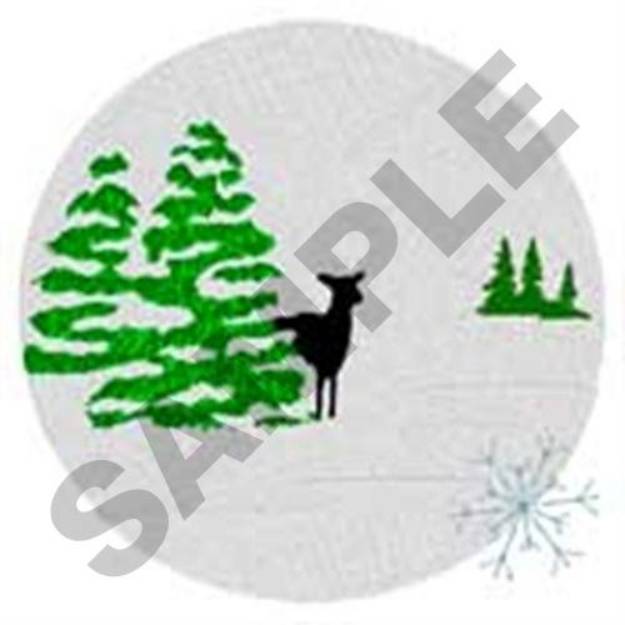 Picture of Deer In Woods Machine Embroidery Design