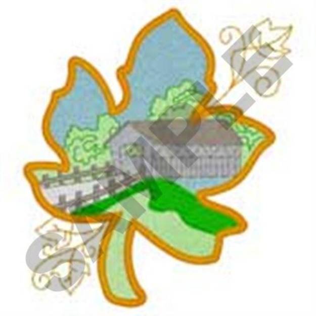 Picture of Covered Bridge Scene Machine Embroidery Design