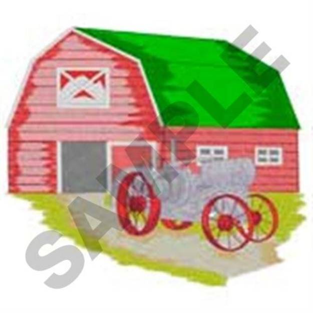 Picture of Barn Tractor Machine Embroidery Design