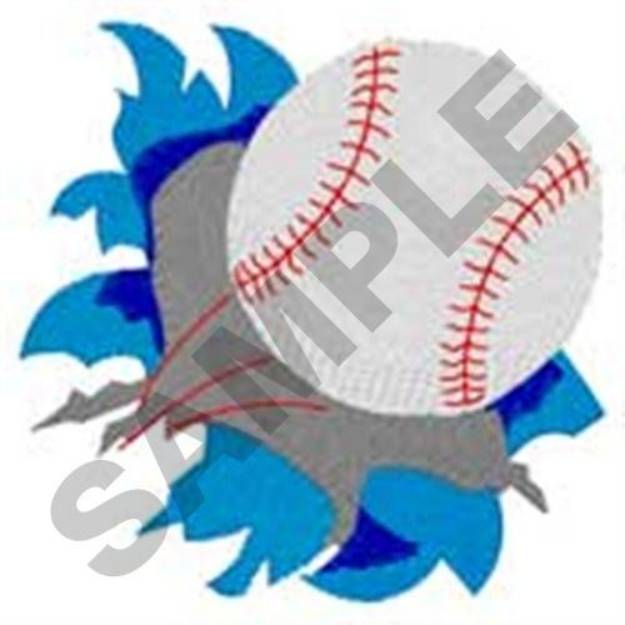 Picture of Baseball Bustin Thru Machine Embroidery Design