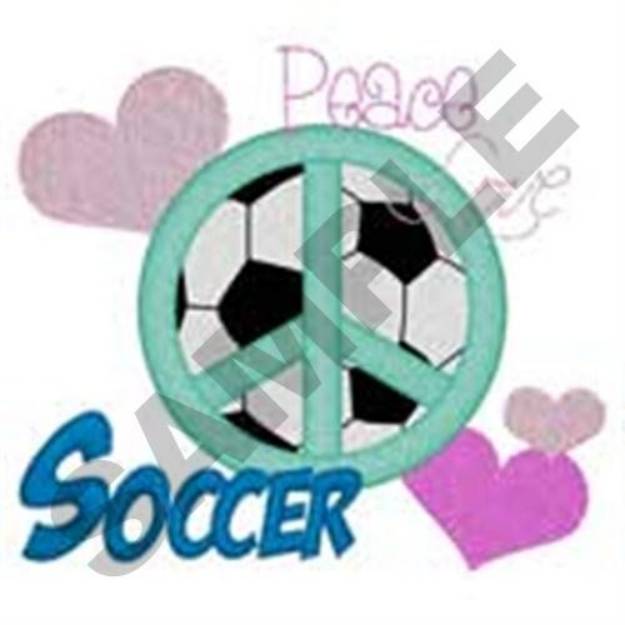 Picture of Peace, Love, Soccer Machine Embroidery Design
