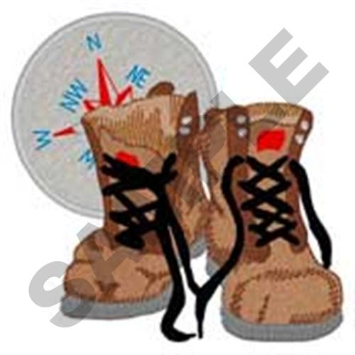 Boots Compass Machine Embroidery Design
