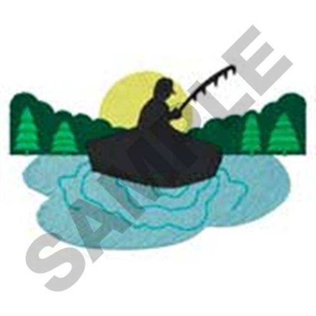Picture of Fishing Silhouette Machine Embroidery Design