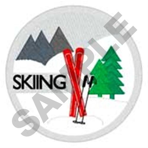 Skiing Circle Machine Embroidery Design