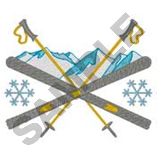 Ski Equipment Machine Embroidery Design