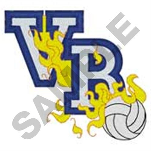 Volleyball Burning Machine Embroidery Design
