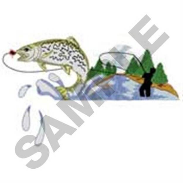 Picture of Rainbow Trout Pocket Topper Machine Embroidery Design
