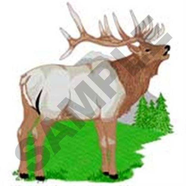 Picture of Elk Landscape Machine Embroidery Design