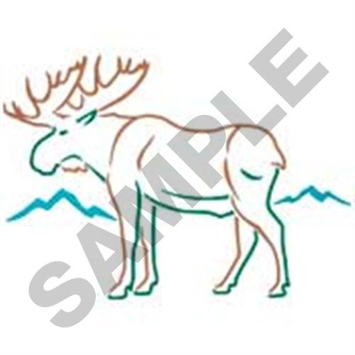 Moose Outline Machine Embroidery Design