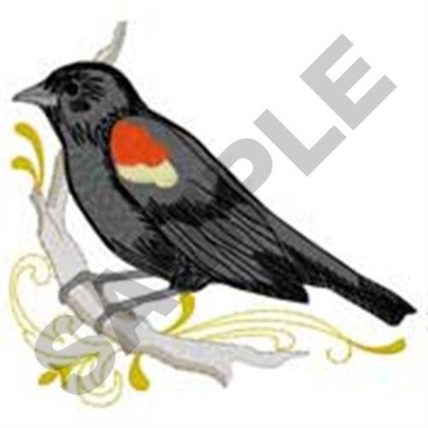 Picture of Red Winged Blackbird Machine Embroidery Design