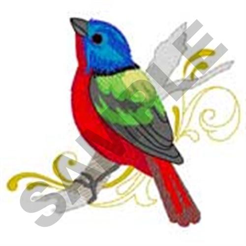 Painted Bunting Machine Embroidery Design
