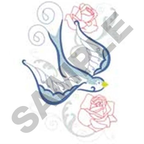 Swallow Roses Machine Embroidery Design