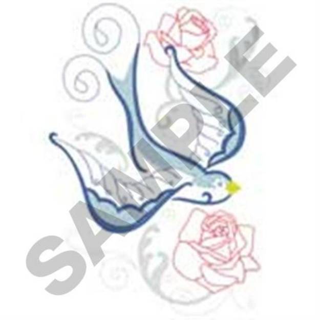 Picture of Swallow Roses Machine Embroidery Design