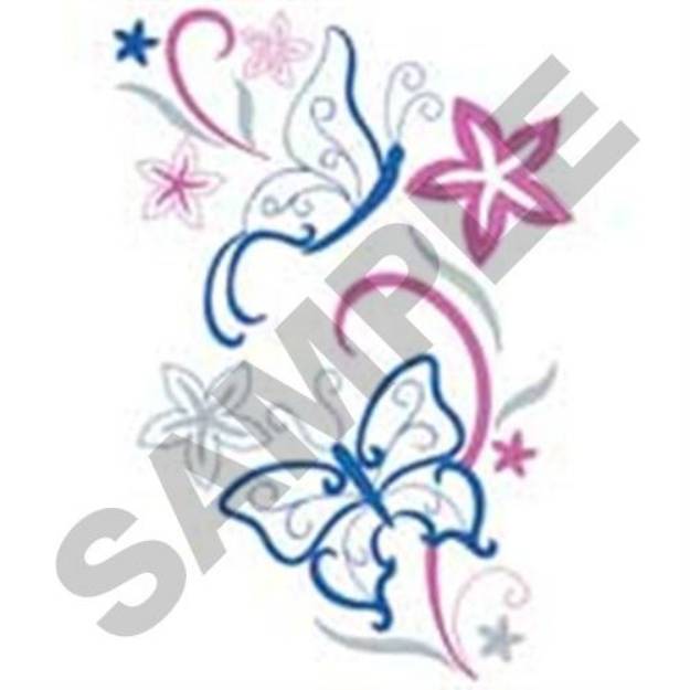 Picture of Butterflies Flowers Machine Embroidery Design