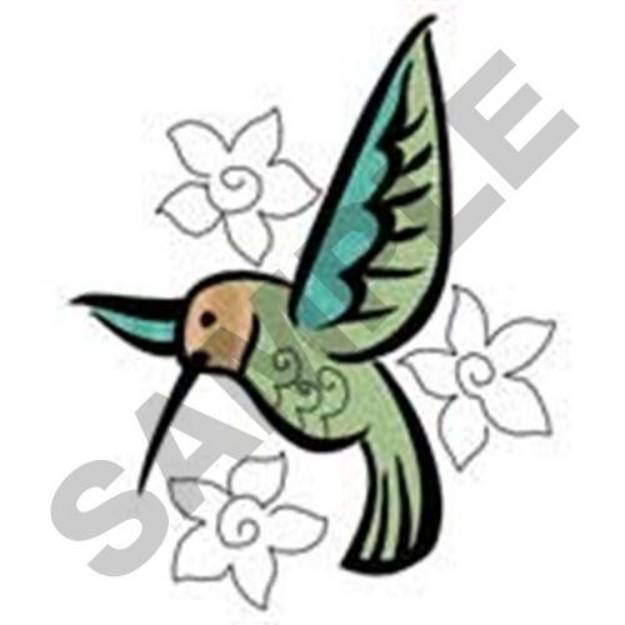 Picture of Hummingbird Flowers Machine Embroidery Design