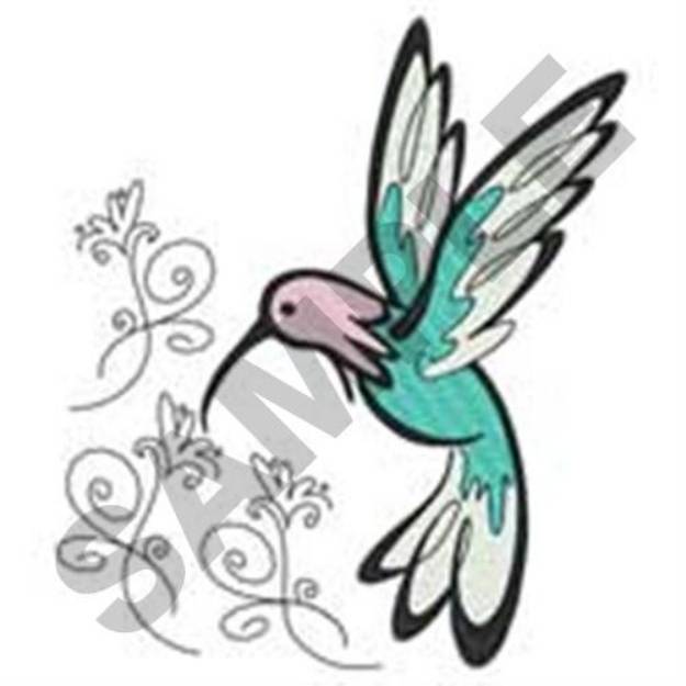 Picture of Hummingbird Swirl Machine Embroidery Design